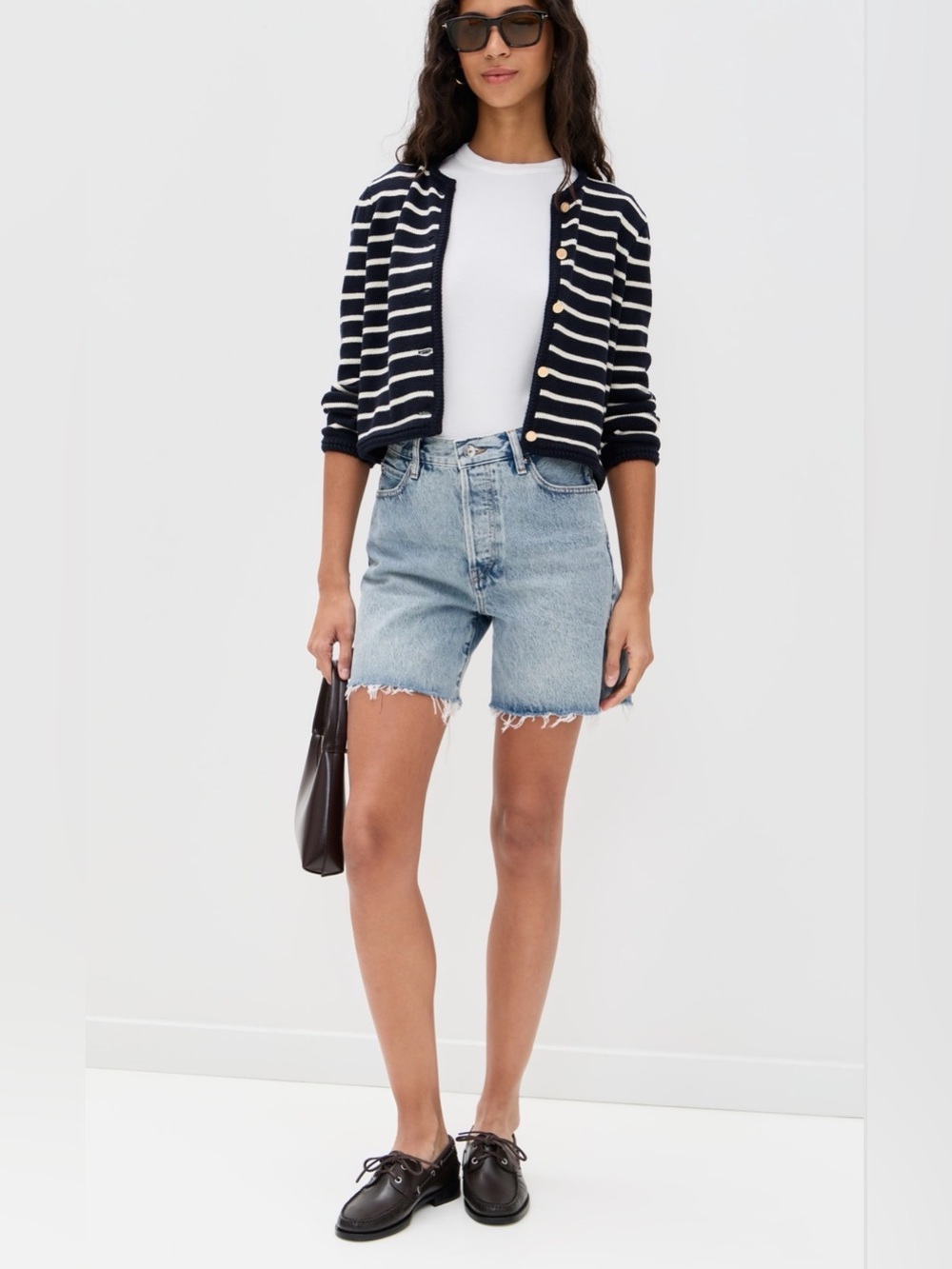 Light Blue High-Rise Cutoff Bermuda Shorts